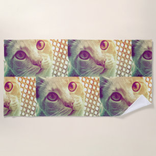 Love and Devotion - Cute Cat Face Beach Towel