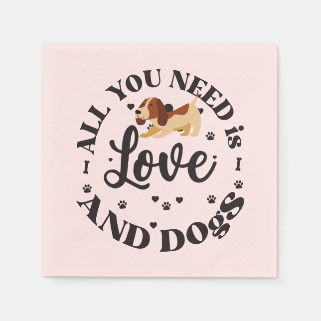  “Love and Dogs” Themed  Napkin (Front)
