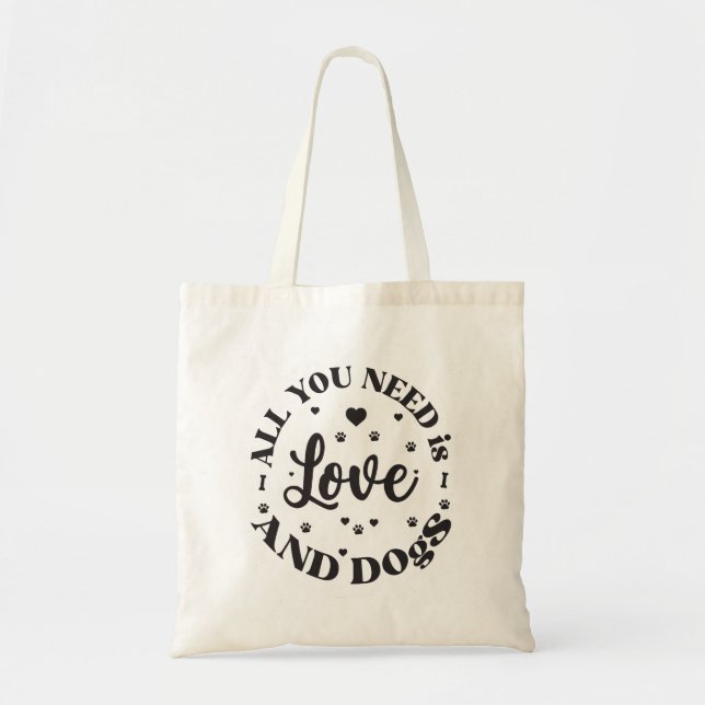  “Love and Dogs” Themed  Tote Bag (Front)