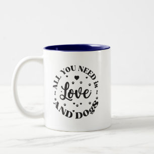 “Love and Dogs” Themed Two-Tone Coffee Mug