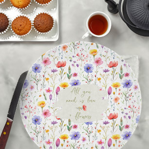 Love and Flowers Colourful Country Wildflower Cutting Board
