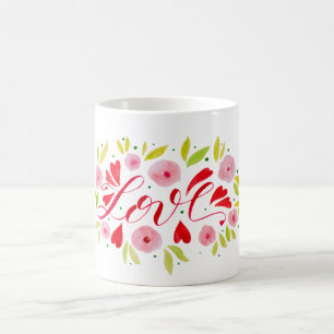 Love and flowers - pink and red coffee mug