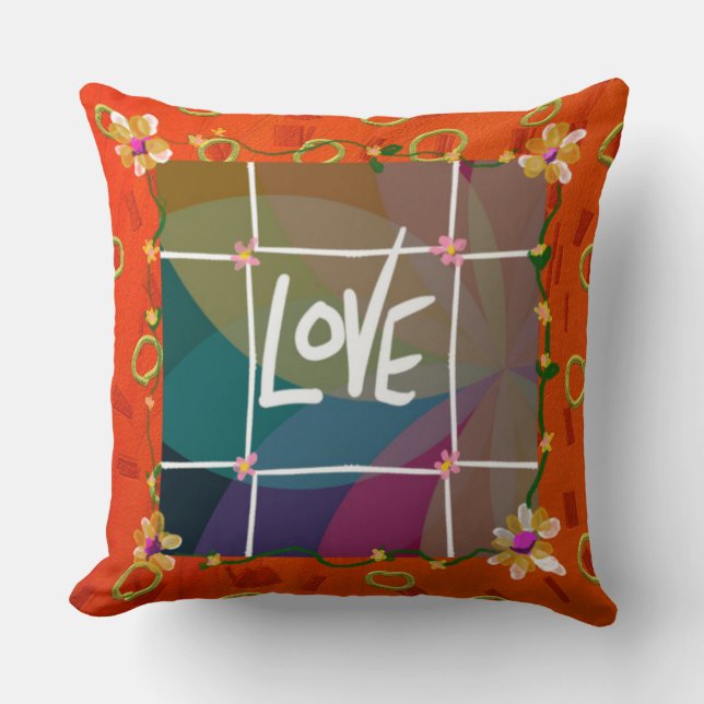 Love and Flowers  Throw Pillow (Front)