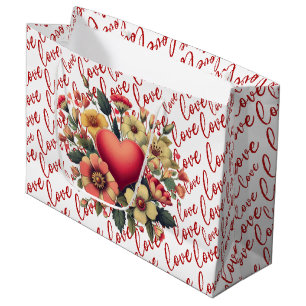 Love And Flowers Valentine Large Gift Bag