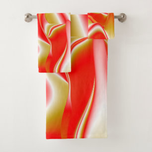 Love and Gold Abstract 3D Rainbowart Bath Towel Set
