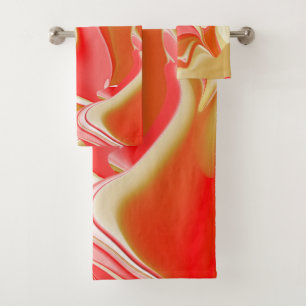 Love and Gold Abstract 3D Rainbowart Bath Towel Set