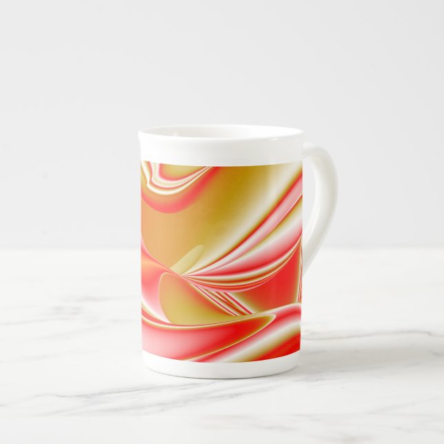 Love and Gold Abstract 3D Rainbowart Bone China Mug (Front Right)