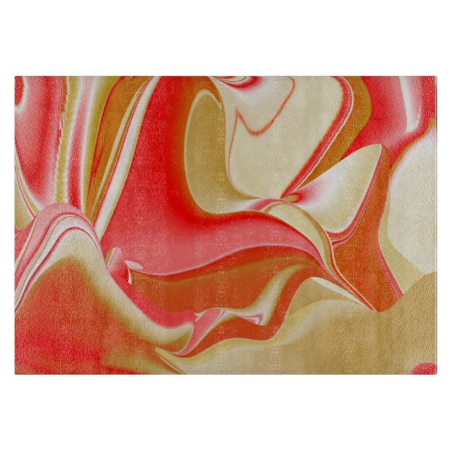 Love and Gold Abstract 3D Rainbowart Cutting Board (Front)