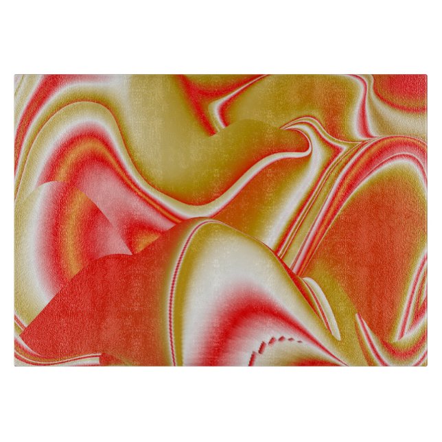 Love and Gold Abstract 3D Rainbowart Cutting Board (Front)