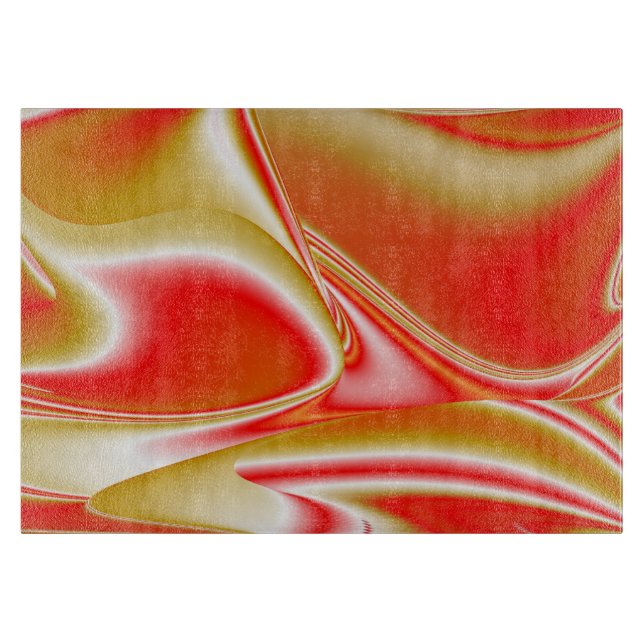 Love and Gold Abstract 3D Rainbowart Cutting Board (Front)