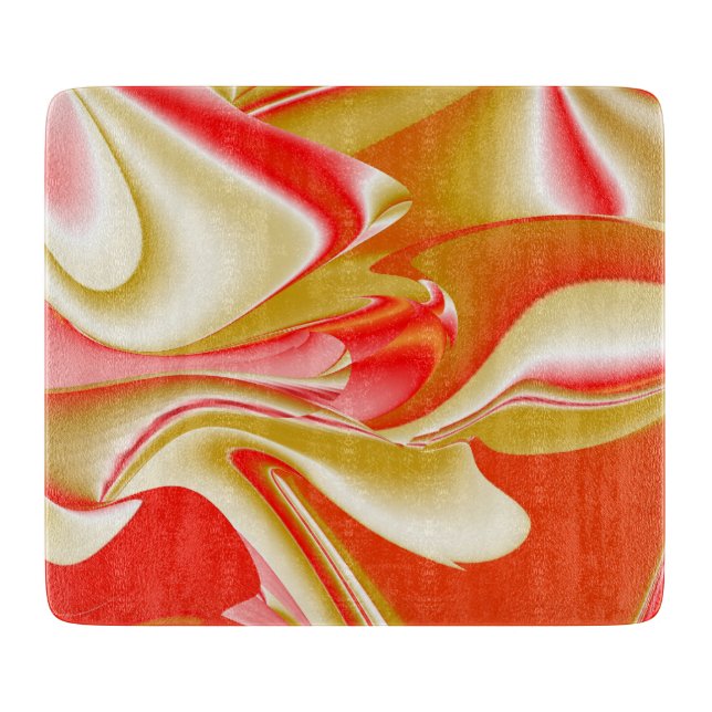 Love and Gold Abstract 3D Rainbowart Cutting Board (Front)