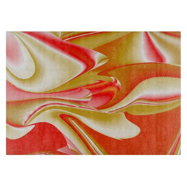 Love and Gold Abstract 3D Rainbowart Cutting Board (Front)