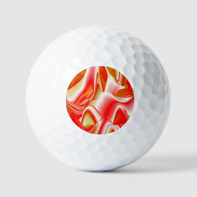 Love and Gold Abstract 3D Rainbowart Golf Balls (Front)