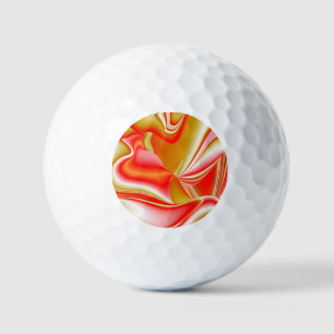 Love and Gold Abstract 3D Rainbowart Golf Balls