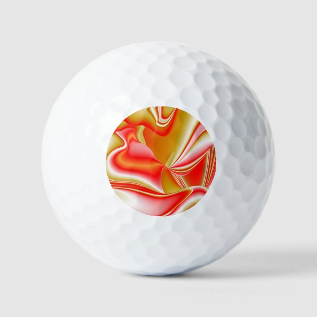 Love and Gold Abstract 3D Rainbowart Golf Balls (Front)