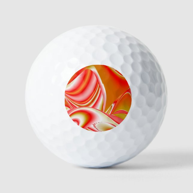 Love and Gold Abstract 3D Rainbowart Golf Balls (Front)