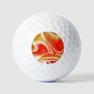 Love and Gold Abstract 3D Rainbowart Golf Balls