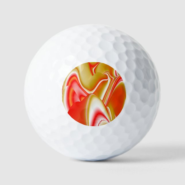 Love and Gold Abstract 3D Rainbowart Golf Balls (Front)