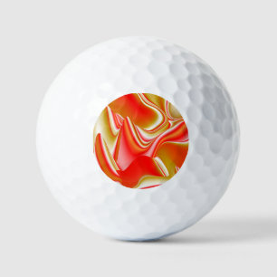 Love and Gold Abstract 3D Rainbowart Golf Balls