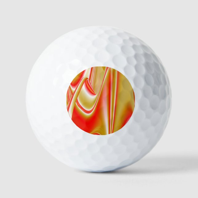 Love and Gold Abstract 3D Rainbowart Golf Balls (Front)