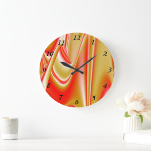 Love and Gold Abstract 3D Rainbowart Large Clock
