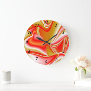 Love and Gold Abstract 3D Rainbowart Large Clock