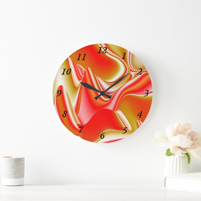 Love and Gold Abstract 3D Rainbowart Large Clock (Home)