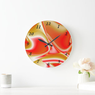 Love and Gold Abstract 3D Rainbowart Large Clock