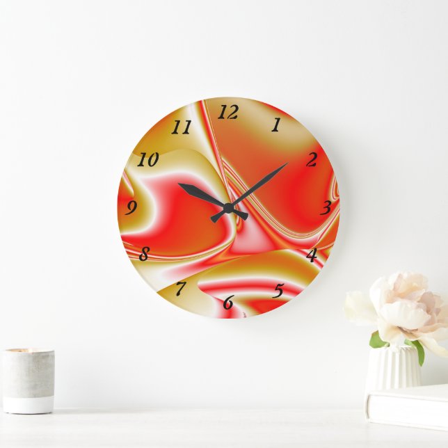 Love and Gold Abstract 3D Rainbowart Large Clock (Home)