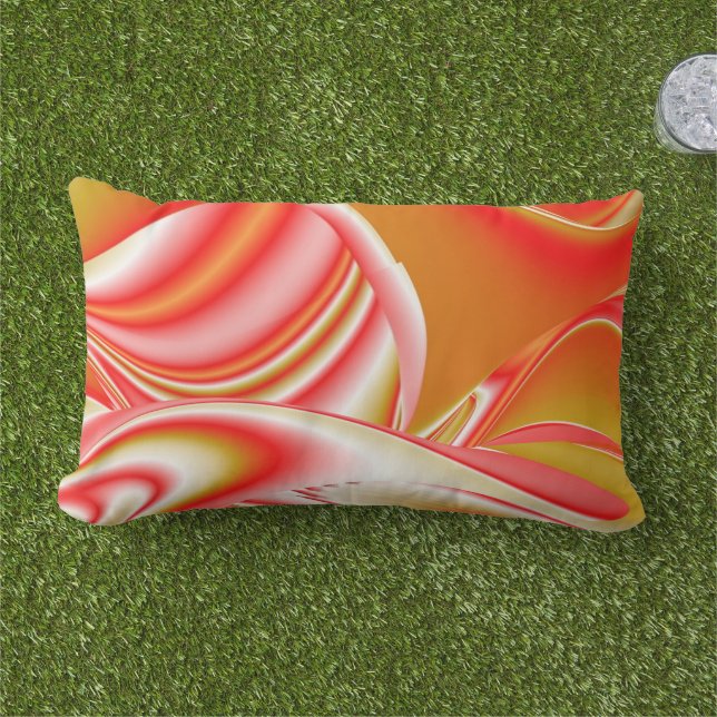 Love and Gold Abstract 3D Rainbowart Lumbar Cushion (Grass)