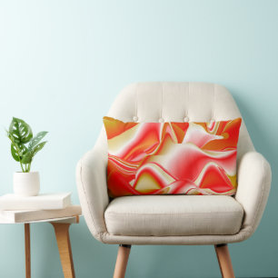 Love and Gold Abstract 3D Rainbowart Lumbar Cushion