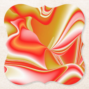 Love and Gold Abstract 3D Rainbowart Paper Coaster