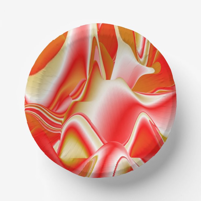 Love and Gold Abstract 3D Rainbowart Paper Plate (Front)