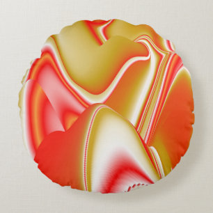 Love and Gold Abstract 3D Rainbowart Round Cushion