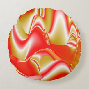 Love and Gold Abstract 3D Rainbowart Round Cushion