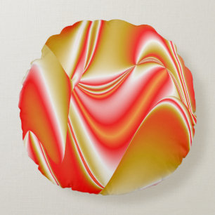 Love and Gold Abstract 3D Rainbowart Round Cushion
