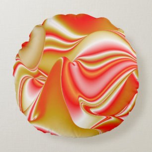 Love and Gold Abstract 3D Rainbowart Round Cushion
