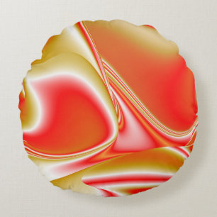 Love and Gold Abstract 3D Rainbowart Round Cushion