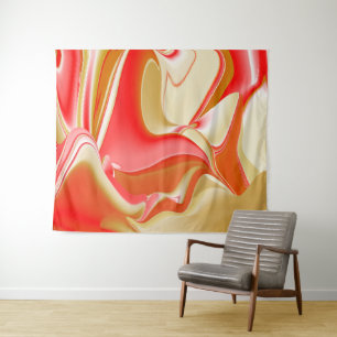 Love and Gold Abstract 3D Rainbowart Tapestry