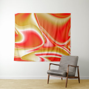 Love and Gold Abstract 3D Rainbowart Tapestry