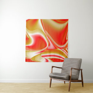 Love and Gold Abstract 3D Rainbowart Tapestry