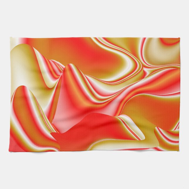 Love and Gold Abstract 3D Rainbowart Tea Towel (Horizontal)