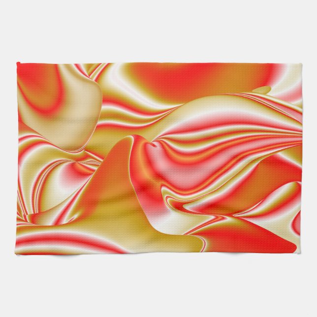 Love and Gold Abstract 3D Rainbowart Tea Towel (Horizontal)