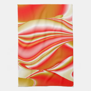 Love and Gold Abstract 3D Rainbowart Tea Towel