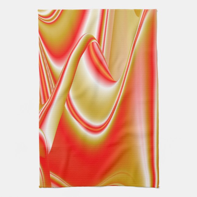 Love and Gold Abstract 3D Rainbowart Tea Towel (Vertical)