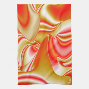 Love and Gold Abstract 3D Rainbowart Tea Towel