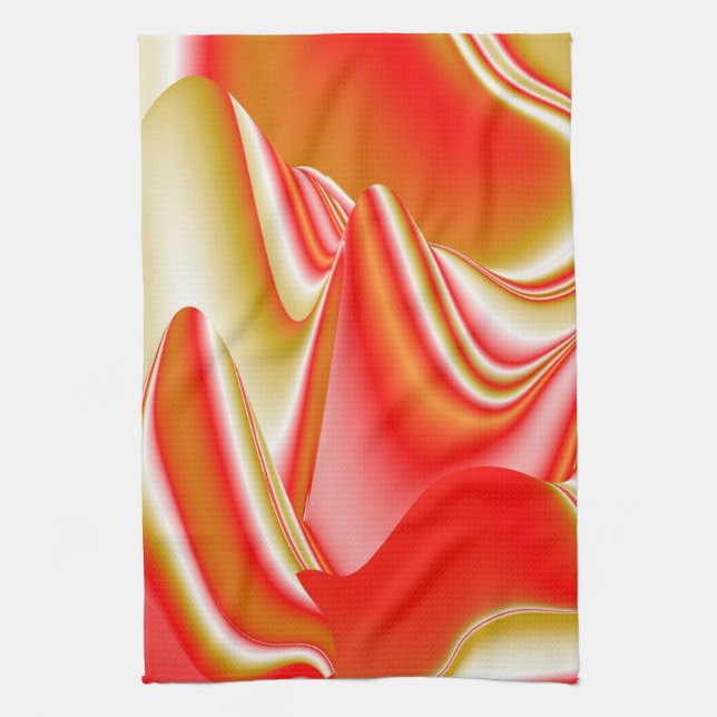 Love and Gold Abstract 3D Rainbowart Tea Towel (Vertical)