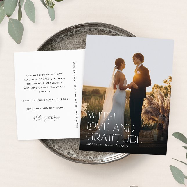 Love and Gratitude | Wedding Photo Thank You Postcard (Creator Uploaded)