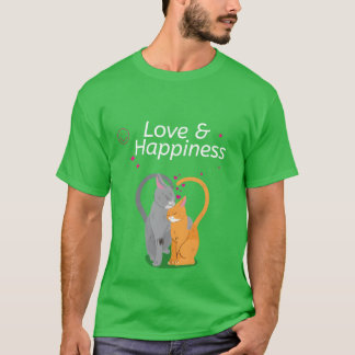 Love and Happiness Cats retro T-Shirt