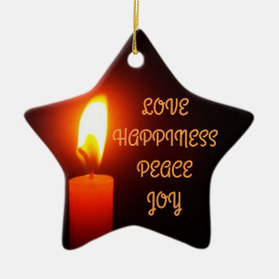LOVE AND HAPPINESS, CHRISTMAS STAR, CERAMIC TREE DECORATION